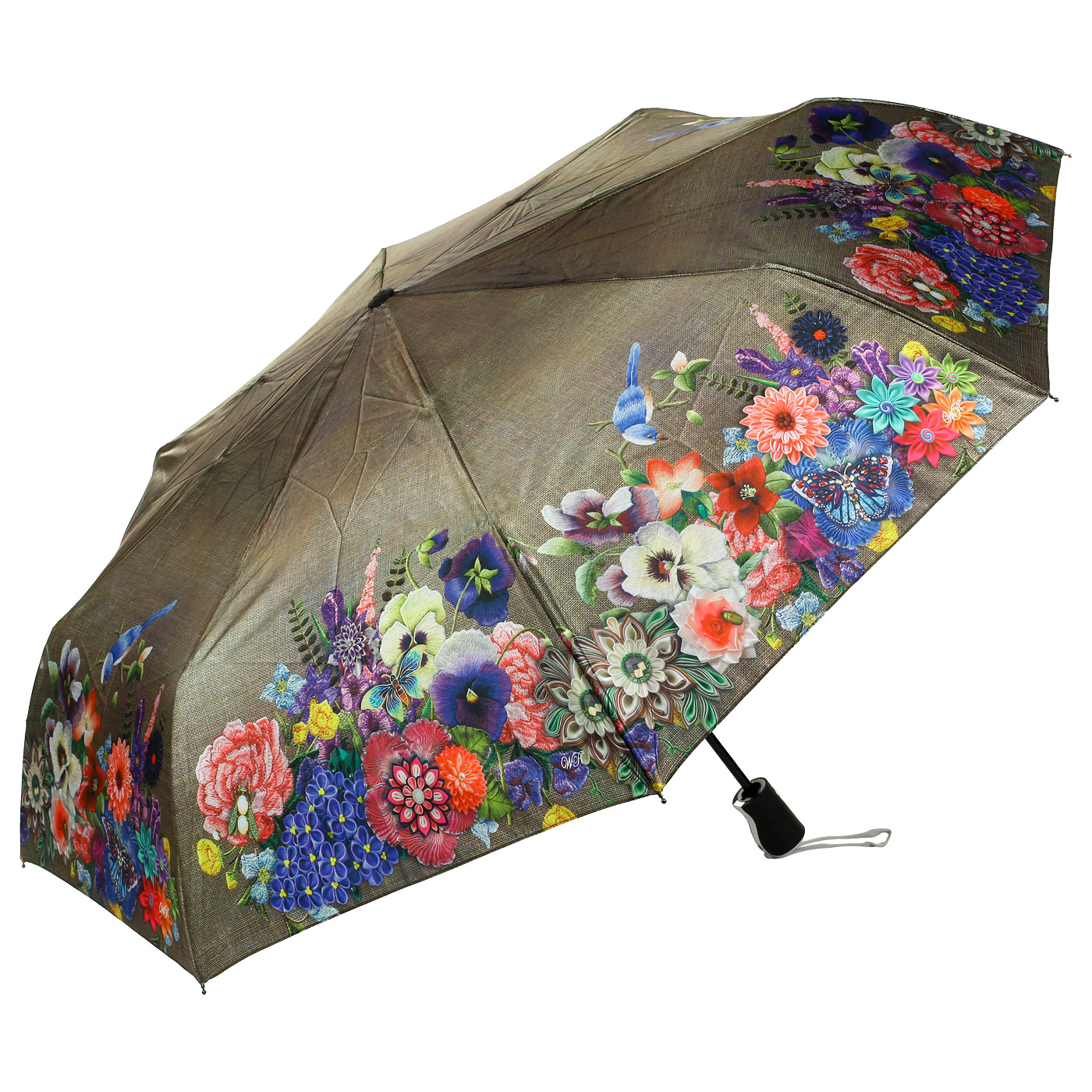 Raindrops Серый зонт с принтом