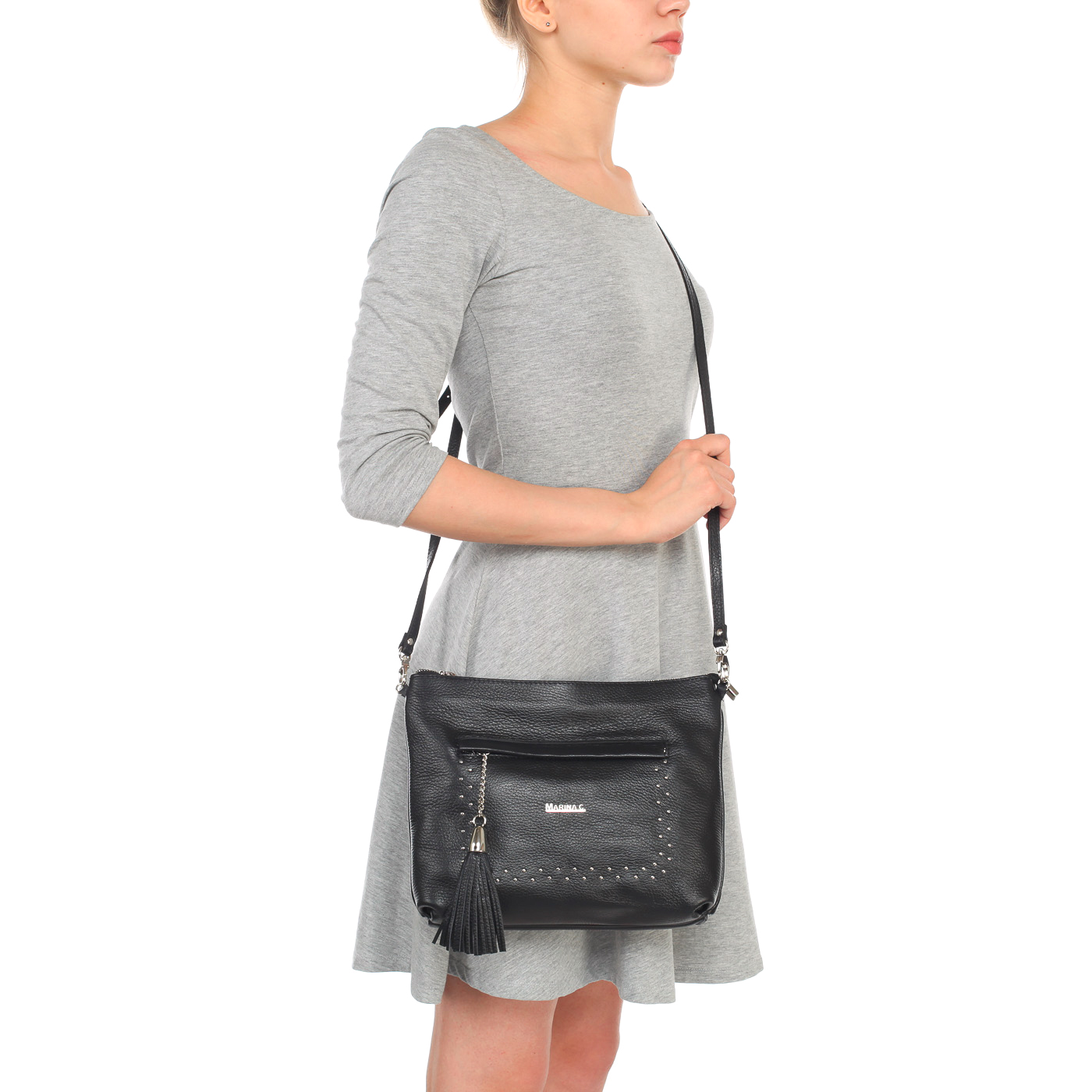 Женская кожаная сумка со съемным регулируемым плечевым ремешком Marina Creazioni 