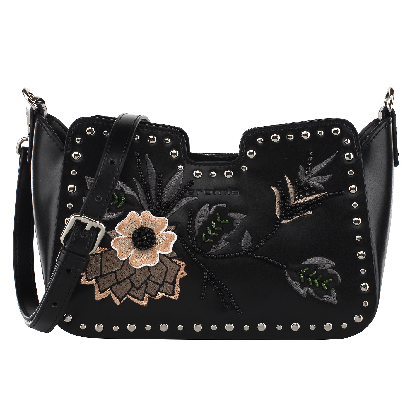 Cromia Кожаная сумочка с вышивкой