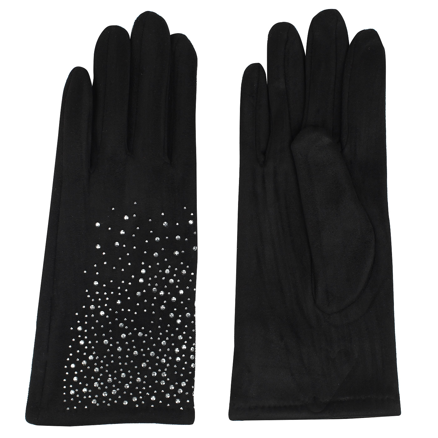 Женские черные перчатки со стразами Pia Rossini 